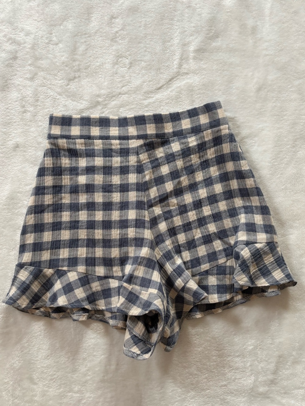 Mus & Bombon gingham ruffle high waisted shorts